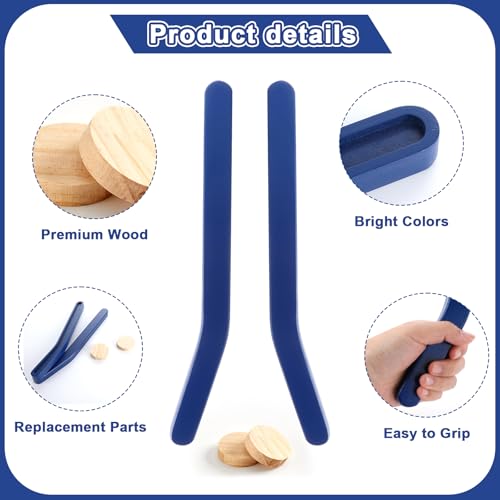 2 Sets Wooden Replacement Hockey Sticks and Pucks for Classic Wooden Tabletop Games Hockey Games Equipment Set Extra Accessories for Kids Children Adults Family - color: Blue