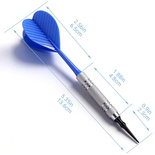 Soft Tip Darts Set 12 Pack 14 Grams Integrated Darts Soft Tip Set with 100PCS Soft Dart Tips Darts Kit for Home Party Office Beginners