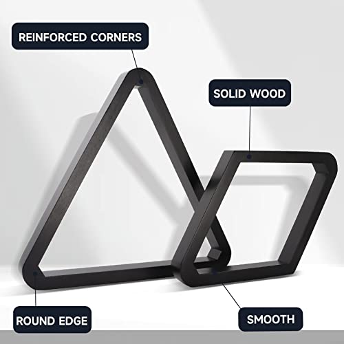 GSE Games & Sports Expert Deluxe Heavy Duty Solid Wood Billiard 8-Ball Triangle / 9-Ball Diamond Pool Ball Racks for 2-1/4" Pool Balls, Billiards Accessories - color: Black, style: Triangle & Diamond Racks
