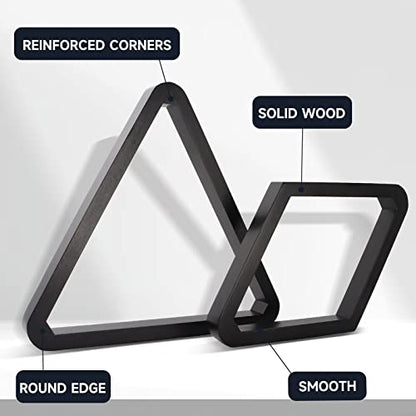GSE Games & Sports Expert Deluxe Heavy Duty Solid Wood Billiard 8-Ball Triangle / 9-Ball Diamond Pool Ball Racks for 2-1/4" Pool Balls, Billiards Accessories - color: Black, style: Triangle & Diamond Racks