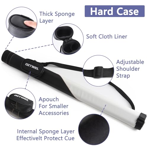 Glass Fiber Pool Cue Stick with Case Combo Set, 12.5mm Professional Pool Stick 58" Low Deflection Billiards Cue Stick 19 Oz Pool Cue Set for Men Adults Players - color: Black1
