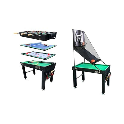 KICK Minotaur 48" 5-in-1 Multi-Game Table - Foosball, Glide Hockey, Billiards/Pool, Ping Pong & Basketball - color: Black