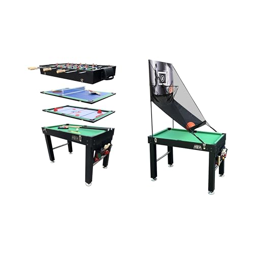 KICK Minotaur 48" 5-in-1 Multi-Game Table - Foosball, Glide Hockey, Billiards/Pool, Ping Pong & Basketball - color: Black