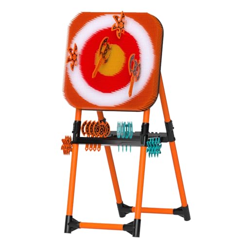 Axe Throwing Game Set, Outdoor Dartboard with 8 Darts & 8 Flying Axes, Foldable Storage for Family Fun, Parent-Child Activities, Office Stress Relief Orange-Plasticpipe