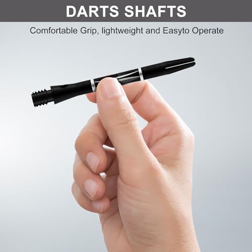 24/18Pcs Dart Flights and Stems Sets Durable Metal Stems, Colourful Dart Flights and Stems Combination, Aluminium 2BA Threaded Dart Fittings (Multi-Size Set) - color: black
