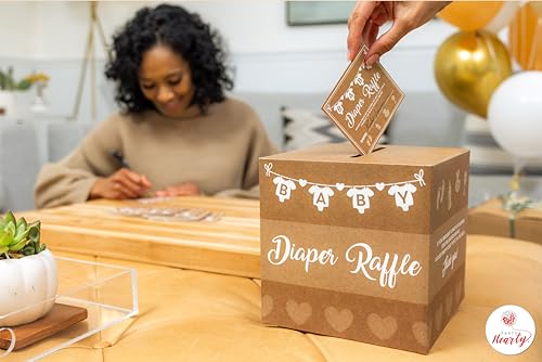 Party Hearty Pin the Pacifier & Diaper Raffle Baby Shower Games | 2 Game Set, Any Gender, Pin the Pacifier on the Baby, 50 Pcs Diaper Raffle Tickets with Box, Bring a Pack of Diapers to Win - color: Kraft - Pin the Binky & Raffle