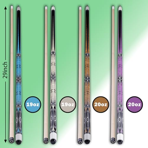 13mm 58 Inch 19 20 oz Billiard Pool Cue Stick, 1/2 Maple Billiard Pool Stick, House Bar Pool Table Sticks for Men - color: Set of 4