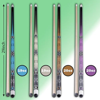 13mm 58 Inch 19 20 oz Billiard Pool Cue Stick, 1/2 Maple Billiard Pool Stick, House Bar Pool Table Sticks for Men - color: Set of 4