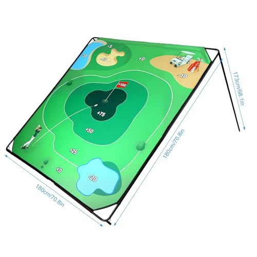 70"x70" Sticky Golf Chipping Game with Hitting Mat & 20 Balls, Portable Backyard Golf Practice Set for Adults & Family, Indoor Outdoor Training & Fun
