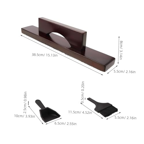 Shuffleboard Table Sweeper Brush with Dustpan for Household Game Rooms, Ergonomic Portable Design Removes Tough Dirt and Debris, Sturdy Plastic and Solid Wood Cleaner for Table Top