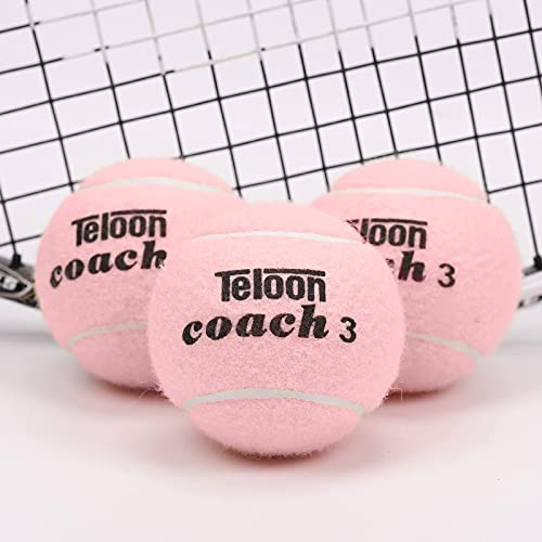 Teloon Pressure Training Tennis Balls-12 or 18 Count-Mesh Carry Bag，4 Colors Available，Pressureless Training Exercise Tennis Balls for Beginners. - color: PINK-12pcs