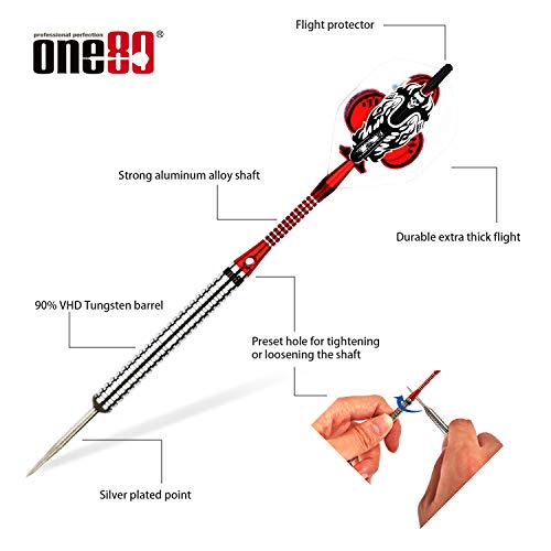 ONE80 90% VHD Steel Tip Tungsten Dart, Professional Barrel Style with Extra Flights, Shafts and Sharpener Gift Box Packaging - style: A-22g