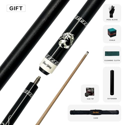 Professional Pool Cue 58" 10.5/12.5mm Tip Maple Shaft 1/2 Joint Ergonomic Grip Billiard Stick for Adults - color: PC23-10.5-set