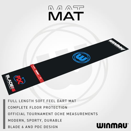 WINMAU Dart Mat with Throw Line for Soft Tip and Steel Tip - Available in Outshot and Clearzone Style - style: Precision
