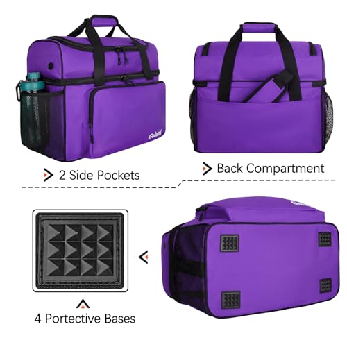 Goloni 2 Balls Bowling Bag with Ball Holder - Fits Bowling Shoes Up to Mens Size 16 and Accessories - color: Purple