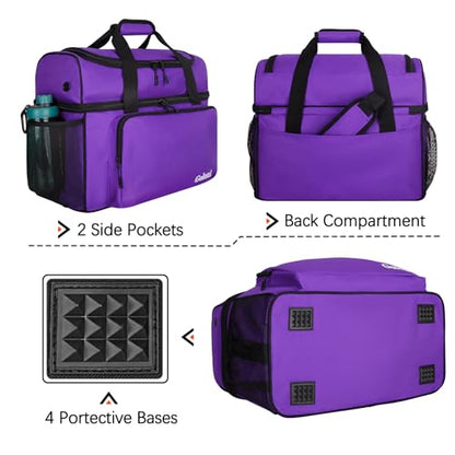 Goloni 2 Balls Bowling Bag with Ball Holder - Fits Bowling Shoes Up to Mens Size 16 and Accessories - color: Purple