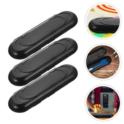 Portable Dart Storage Case 3pcs Oval Hard Shell Carrier Box for Soft Tip Darts, Compact Organizer for Travel and Tournament Use, Black