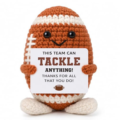 Appreciation Football Team Gifts for Men Women, Appreciation Gifts for Coworkers Women Men Employees Team, Cheer Gift Bulk for Teams, Handmade Crochet Football Desktop Decorations Thank You Present - style: team