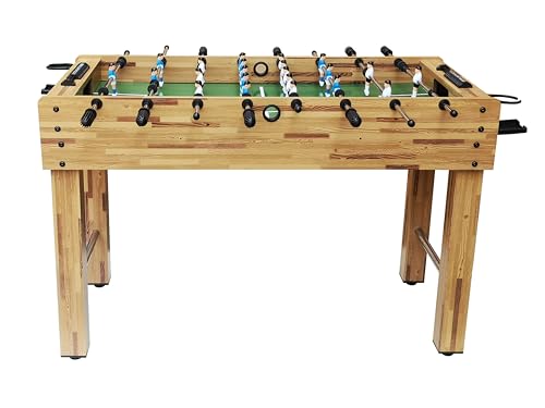 48” Foosball Table, Indoor Soccer Table Game with Steel Rods for Adults & Kids, Wooden Football Table for Family Game Room, Man Cave, Finished in MDF - color: Wood