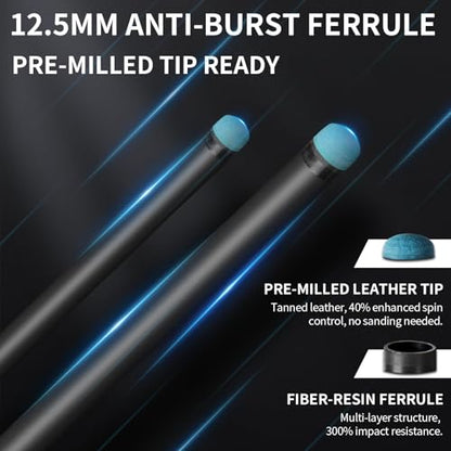 AKLOT Carbon Fiber Pool Cue Stick 58", Billiard Cue Sticks 19-19.5oz, Low Deflection Billiard Stick with 12.5mm Tip, Professional Carbon Fiber Pool Sticks for Adults - color: Patten4