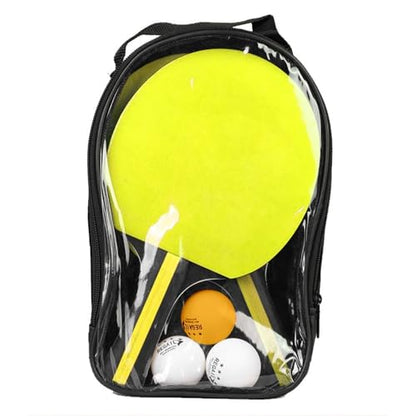 2 Pack Table Tennis Sets with 3 Balls and Carry Bag – Beginner Paddles for 2 Players, Durable Polar Wood Rackets and Zippered Case - color: Yellow B
