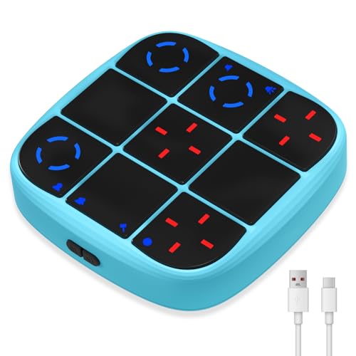 KOQQQ Rechargeable Tic-Tac-Toe Bolt Game, Upgraded 4-in-1 Handheld Puzzle Console, Electronic Educational Memory Game, Portable Travel Car Ride Board Games for Kids Adults (Blue) - color: Blue, size: Charging