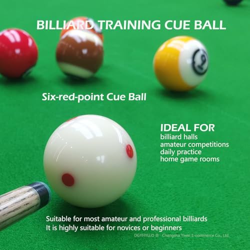 2-1/4" Billiard/Pool Cue Ball with 6 Red Dots Professional Training AAA Grade Tournament Standard, with Three Finger Billiard Gloves and 3 Pool Table Marker Spots/Dots