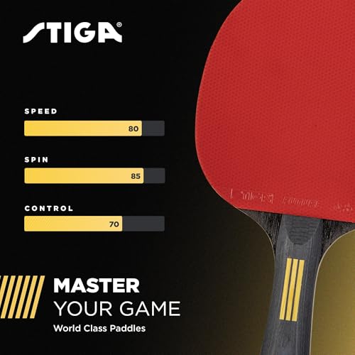 STIGA Bullet Ping Pong Paddle – 5-ply Extra Light Blade – 2mm Premium Sponge – Flared Handle for Masterful Grip – Performance Table Tennis Racket for Competitive Play - style: Alpha