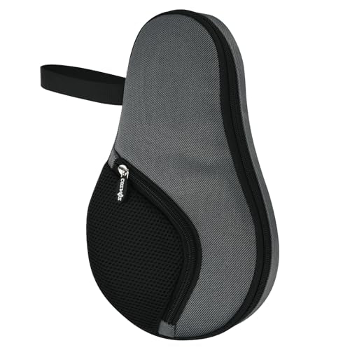 Cosmos Table Tennis Paddle Bag Paddles Case Cover Waterproof Ping Pong Racket Bat Storage Case Holder with Ping Pong Ball Mesh Storage Pocket Organizer, Fits 2 Paddles - color: Gray