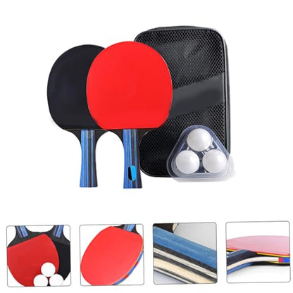 Mikikit Table Tennis Racket Set with Double Sided Reverse Adhesive Paddles Balls and Carry Bag High Friction Rubber for Strong and Comfortable Grip Outdoor Pingpong Bat Kit