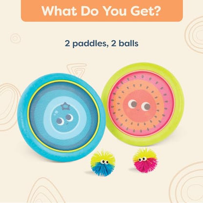 B. toys – Paddle Ball Game – Hand Trampoline Set – Poppin’ Paddles – 2 Bouncy Discs & 2 Balls – Catch & Toss Sports Games for Kids – 3+ Years
