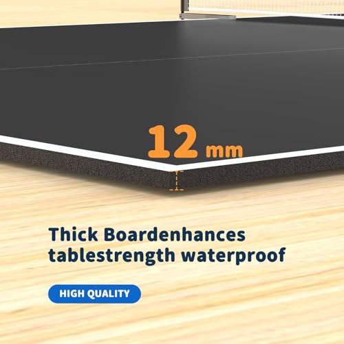 Ping Pong Table Topper for Pool Table,Foldable 8x4 FT Ping Pong Conversion Top with Net Set for Billiard Table w/Net & Foam Padding, Easy Conversion - color: Black