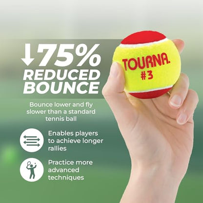 Tourna Low Compression Stage 3 Tennis Ball - style: 60 Pack