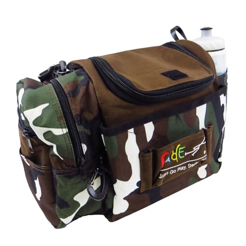Mint Discs Fade Gear Crunch Box Disc Golf Bag | Black | Beginner Disc Golf Bag | 14+ Disc Capacity | Shoulder Strap & Harness Option - color: Camo, size: Blue Harness