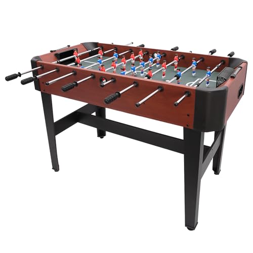 47.2-inch Foosball Table for Adults and Kids, 8-Player Soccer Table Game for Game Room, Indoor Football Table with Scorekeeper & Ball Storage, Black & Reddish Brown