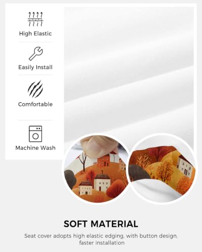 Savannan Office Chair Cover, Autumn Orange Tree Mountain Farm House Protective Stretch Elastic Universal Cover for Desk Task Chair,Computer Rotating Chair 1 Pcs Retro Linen