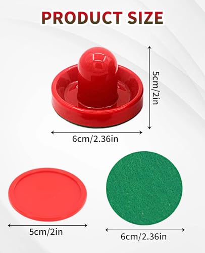 16PCS Air Hockey Pucks and Paddles, Mini Goal Handles Pushers (4 Pushers 4 Pads 8 Pucks)