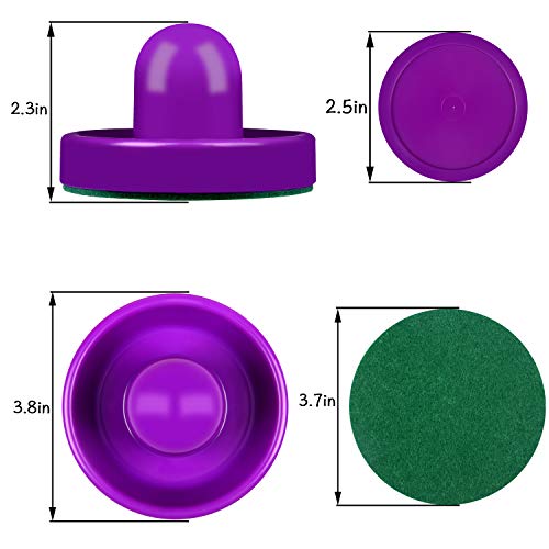 ONE250 Air Hockey Pushers and Red Air Hockey Pucks, Goal Handles Paddles Replacement Accessories for Game Tables (4 Striker, 4 Puck Pack) - color: Purple