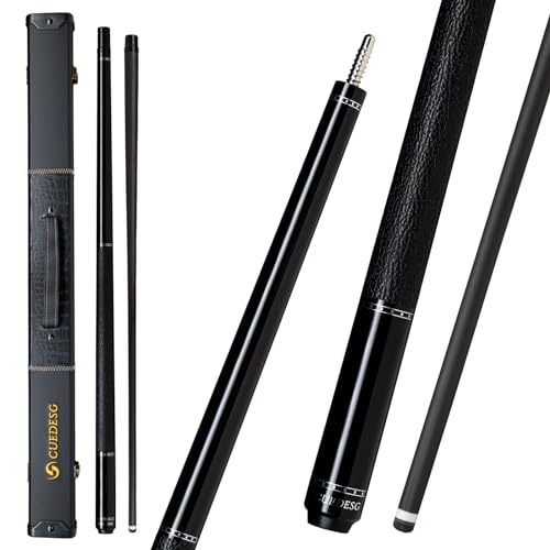 Carbon Fiber Pool Cue Stick 10.5mm/11.8mm/12.5mm,Low Deflection Pool Stick with Rare Wood Butt,Professional Cue Stick with Box Case - color: Ebony_Leather Wrap_11.8mm