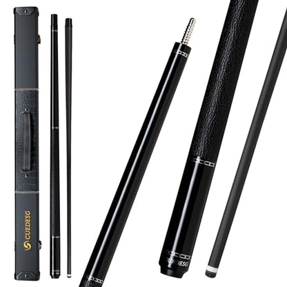 Carbon Fiber Pool Cue Stick 10.5mm/11.8mm/12.5mm,Low Deflection Pool Stick with Rare Wood Butt,Professional Cue Stick with Box Case - color: Ebony_Leather Wrap_11.8mm