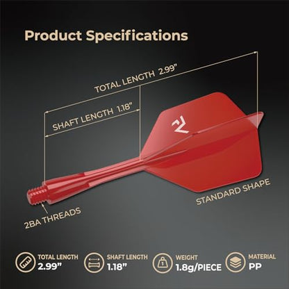 FunVision Aero Darts Flight and Shaft, Integrated Flight & Shaft System, Professional 2-in-1 Molded Darts Wings Accessories（3PCs ） - color: Red