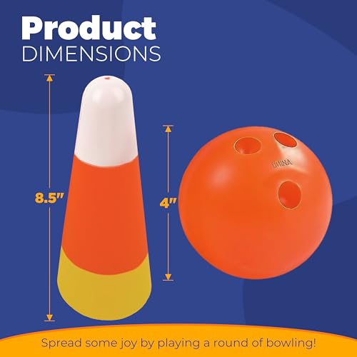 4E's Novelty Halloween Candy Corn Bowling Game for Party, Plastic Fall Games for Kids & Adults Indoor/Outdoor Backyard Fall Carnival Activity Trunk or Treat Game, Fall Festival Party Supply