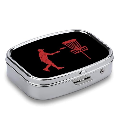 Disc Golf Icon Basket Travel Pill Organizer Small Pill Box Case with 2 Compartments for Pocket Purse