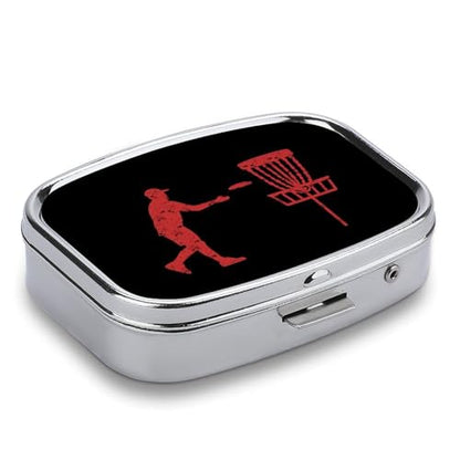 Disc Golf Icon Basket Travel Pill Organizer Small Pill Box Case with 2 Compartments for Pocket Purse