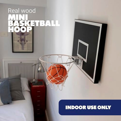 MVP Mini Indoor Basketball Hoop & Ball Set in Solid red Cedar Made in USA. Unique Over the Door or Wall Option 5 Mini Basketballs for Indoor Fun.