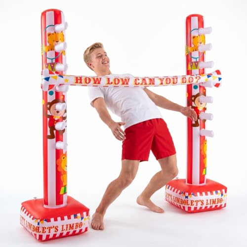 Threan Circus Inflatable Limbo Game for Kids Adults Toddlers Carnival Theme Party Enhance Family Bonding for Indoor Outdoor Birthday Picnic Pool - style: Circus