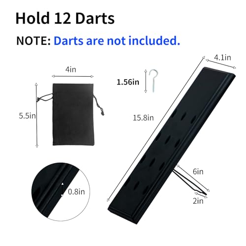 Darts Holder Wall Mounted Displays: Suit for 12 Steel/Soft Tip Darts,with Metal Hook & Storage Bag