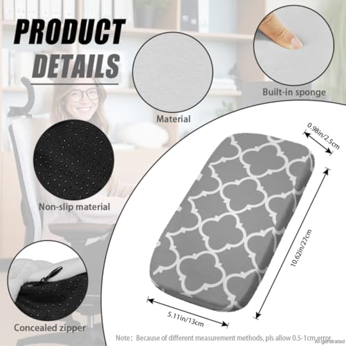 4-Piece Office Chair Covers Stretchable Grey Office Chair Arm Covers Desk Chairs Seat Slipcovers with Armrest Pads for Home Computer Gaming Chairs Washable - color: Grey