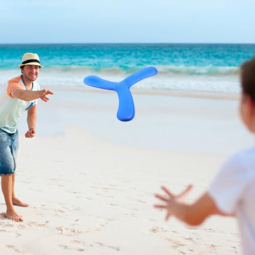 YARNOW Blue Eva Boomerang and Teenagers, Soft Thick Flying Disc Designed for Outdoor Sports and Games, Easy to Throw and Fun for Family Play