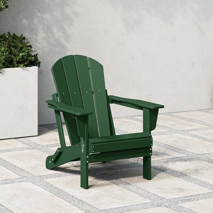 WestinTrends Malibu HDPE Outdoor Patio Folding Poly Adirondack Chair, Dark Green - color: Dark Green, size: 1 Chair